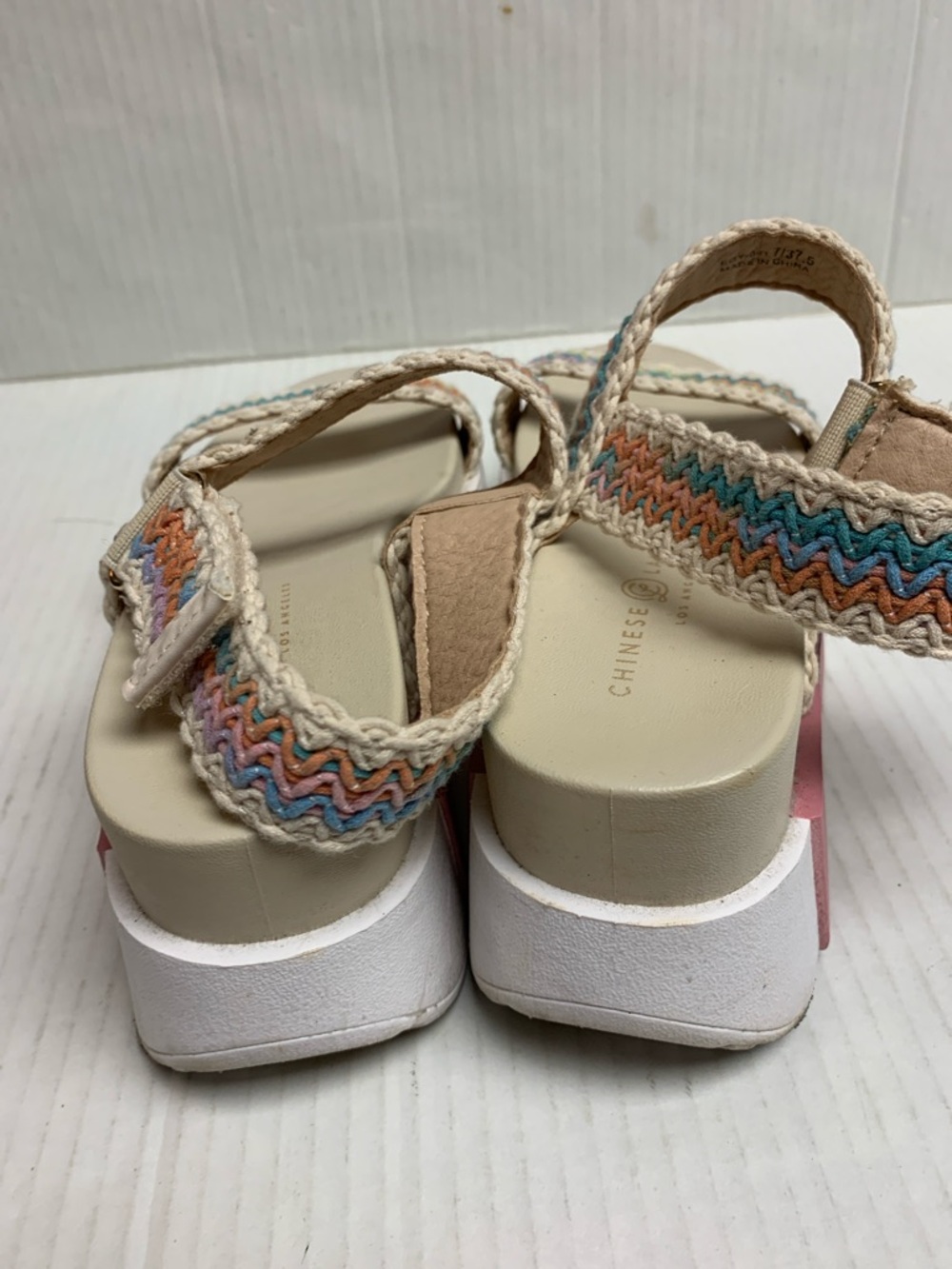 Chinese Laundry Eagan Crochet Sandals Chunky Adjustable Size 7 Pastel - Picture 4 of 9
